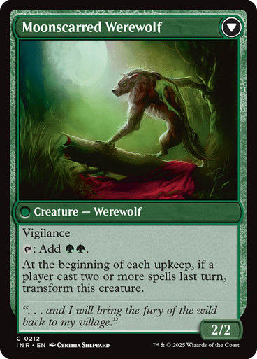 Scorned Villager // Moonscarred Werewolf (INR) (212) — cara 2 de 2