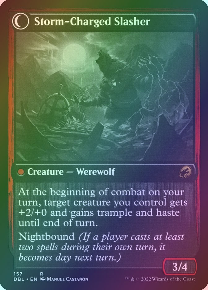 Reckless Stormseeker // Storm-Charged Slasher (DBL) (157) / Foil — cara 2 de 2