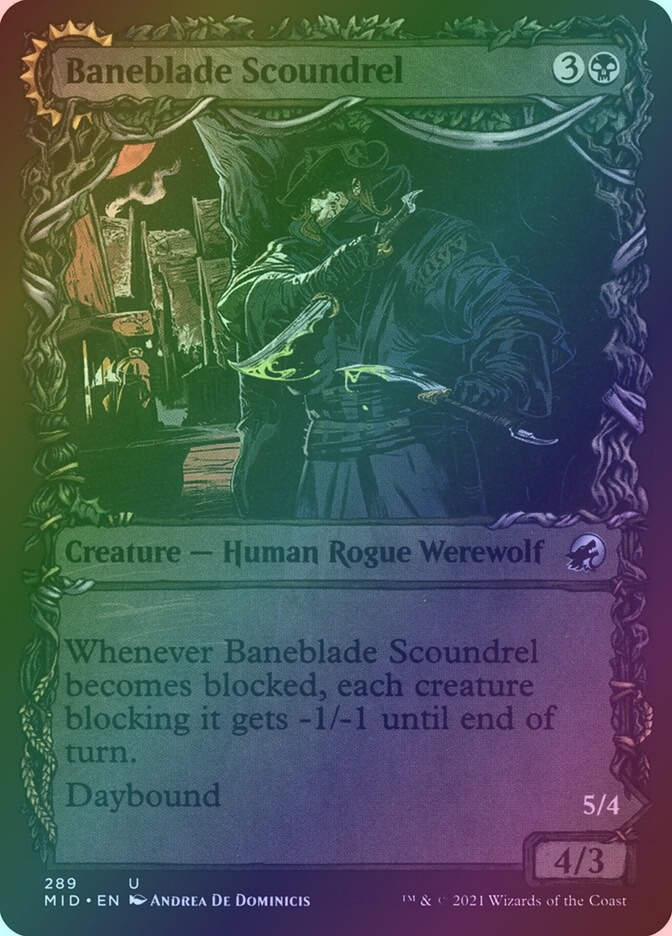 Baneblade Scoundrel // Baneclaw Marauder (MID) (289) / Showcase / Foil