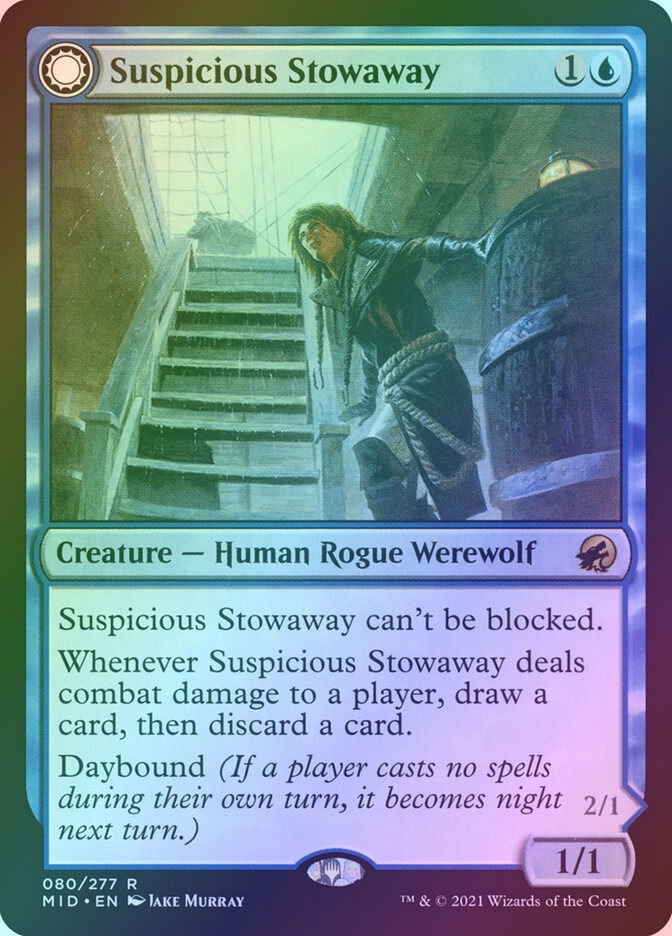 Suspicious Stowaway // Seafaring Werewolf (MID) (80) / Foil — cara 1 de 2