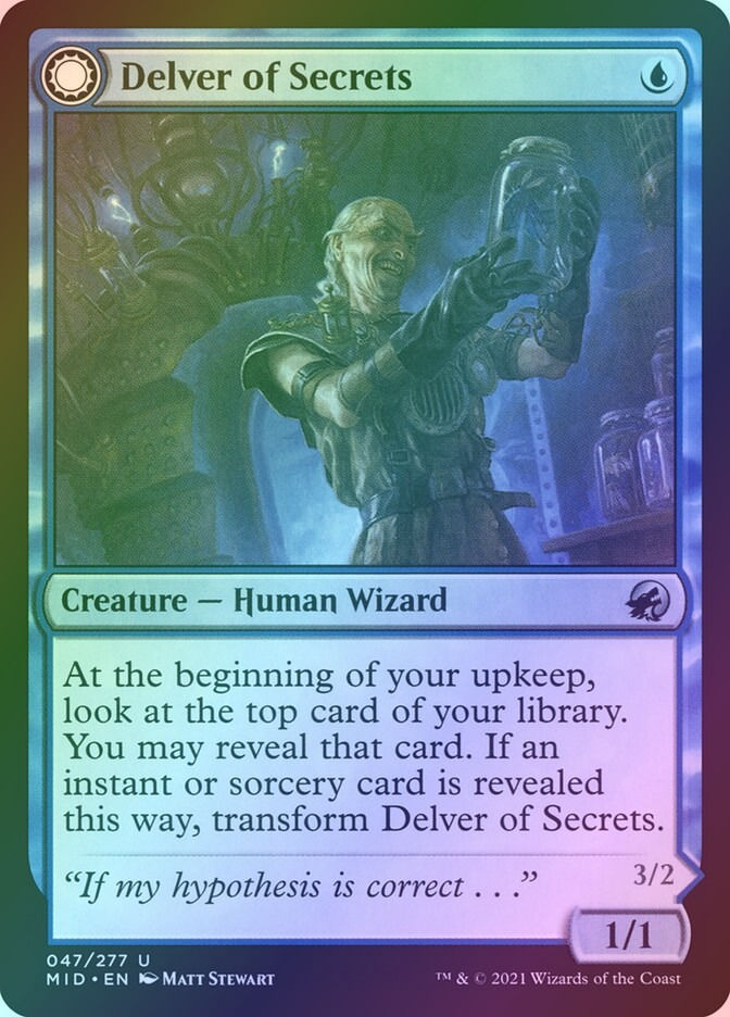 Delver of Secrets // Insectile Aberration (MID) (47) / Foil — cara 1 de 2