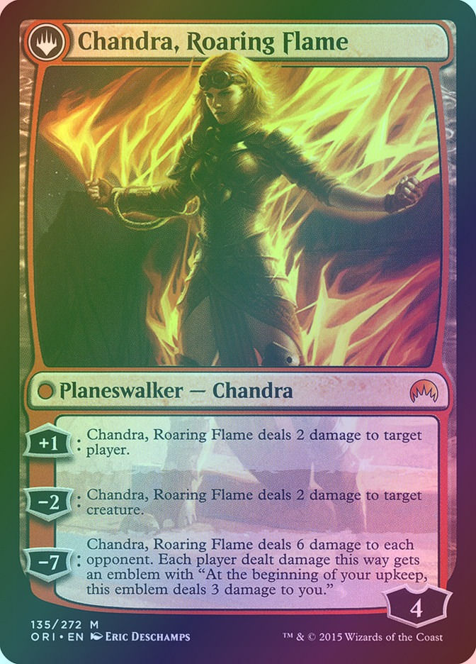 Chandra, Fire of Kaladesh // Chandra, Roaring Flame (ORI) (135) / Foil — cara 2 de 2