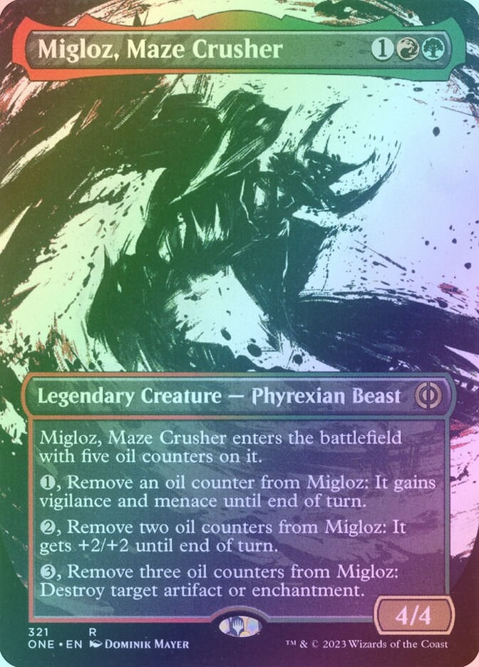 Migloz, Maze Crusher (ONE) (321) / Borderless / Showcase / Foil