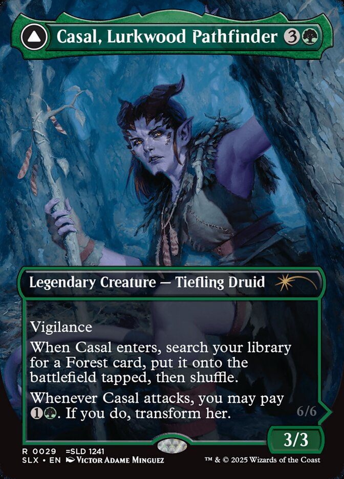 Casal, Lurkwood Pathfinder // Casal, Pathbreaker Owlbear (SLX) (29) / Borderless — cara 1 de 2