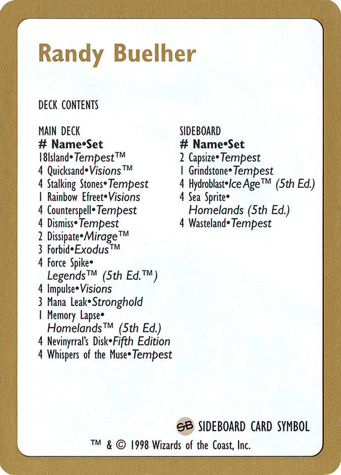 Randy Buehler Decklist (WC98) (rb0b)