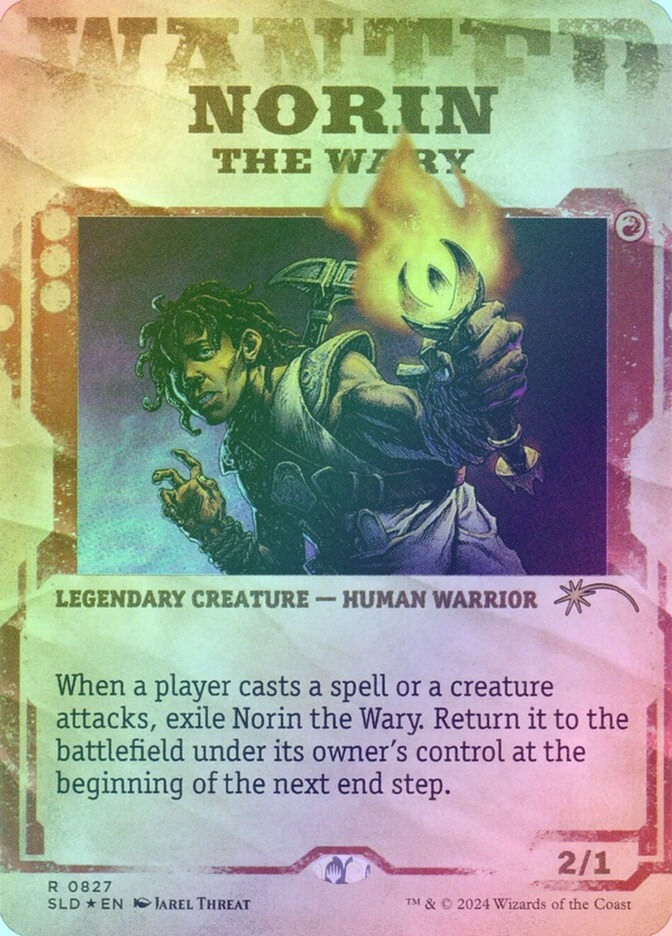 Norin the Wary // Norin the Wary (SLD) (827) / Borderless / Showcase / Foil — cara 2 de 2