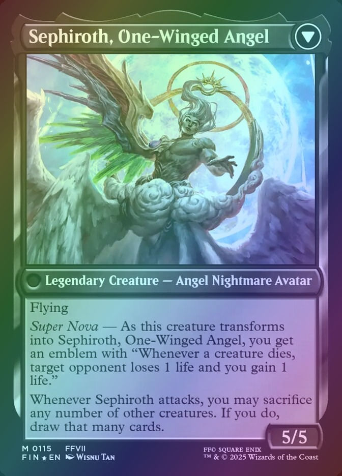 Sephiroth, Fabled SOLDIER // Sephiroth, One-Winged Angel (PFIN) (115s) / Foil — cara 2 de 2