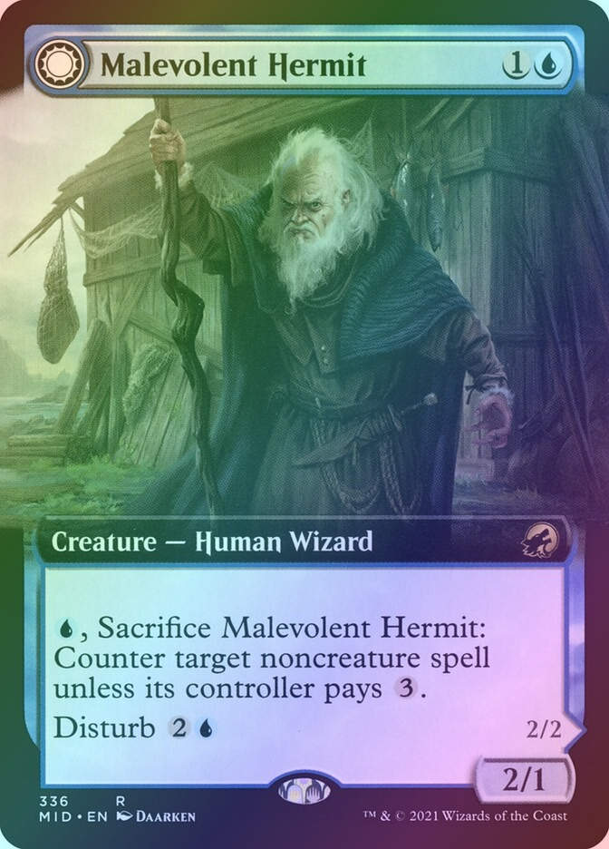 Malevolent Hermit // Benevolent Geist (MID) (336) / Extended Art / Foil