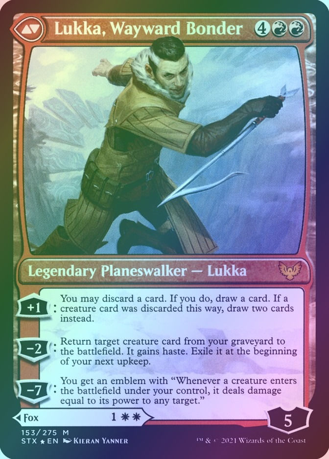 Mila, Crafty Companion // Lukka, Wayward Bonder (PSTX) (153s) / Foil — cara 2 de 2