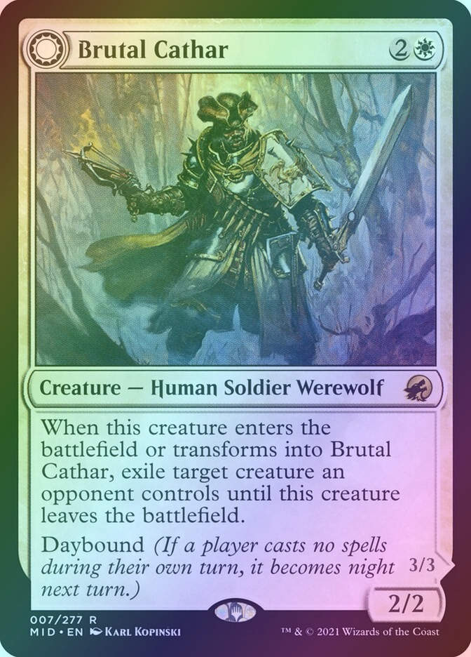 Brutal Cathar // Moonrage Brute (MID) (7) / Foil