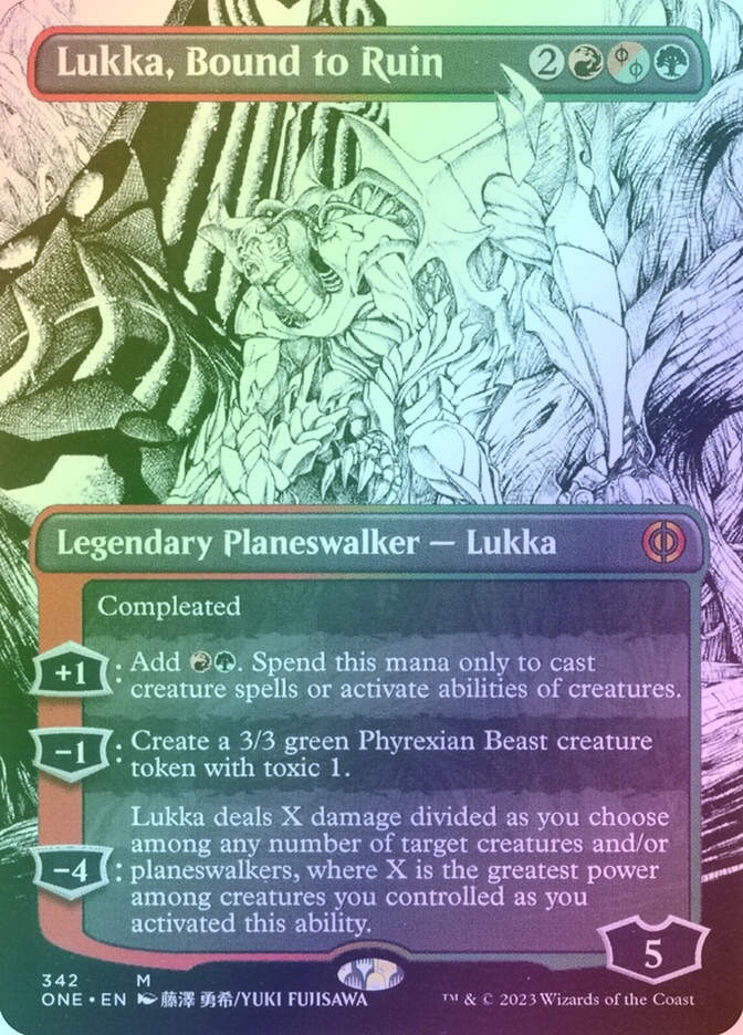 Lukka, Bound to Ruin (ONE) (342) / Borderless / Showcase / Foil