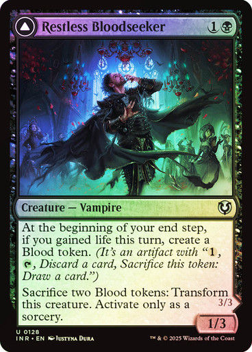 Restless Bloodseeker // Bloodsoaked Reveler (INR) (128) / Foil — cara 1 de 2