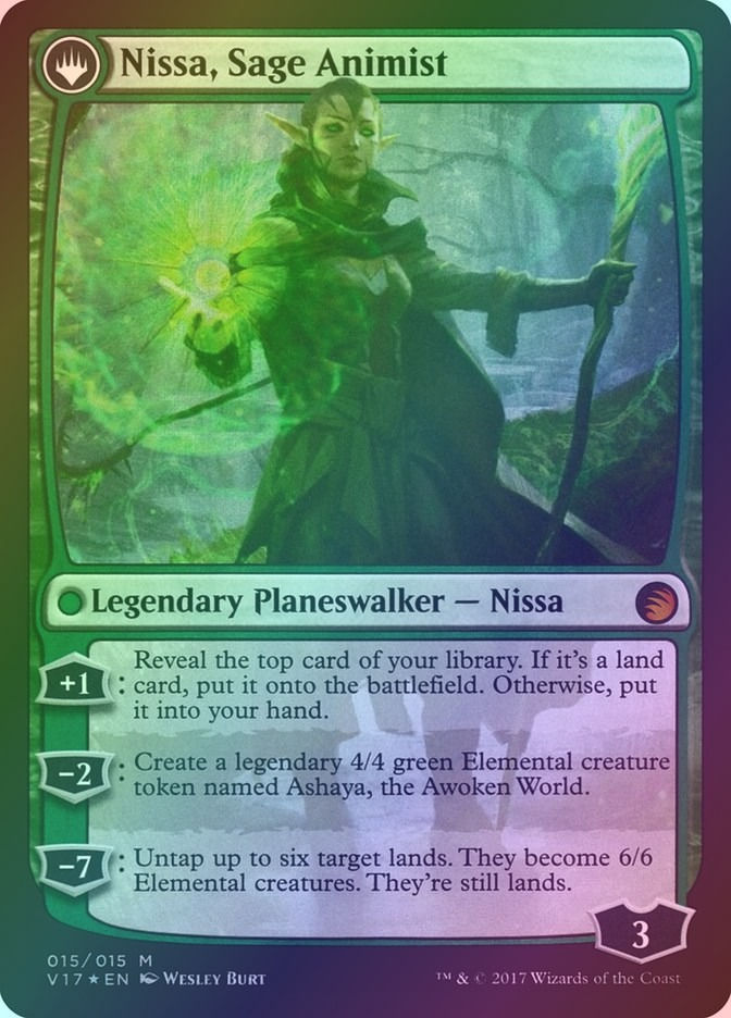 Nissa, Vastwood Seer // Nissa, Sage Animist (V17) (15) / Foil — cara 2 de 2