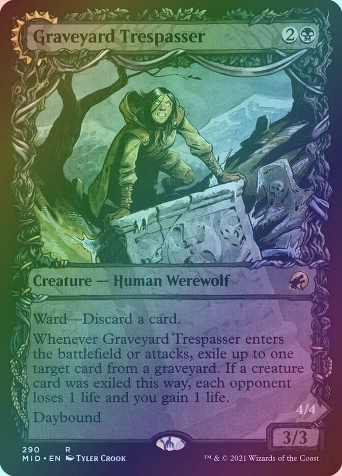 Graveyard Trespasser // Graveyard Glutton (MID) (290) / Showcase / Foil