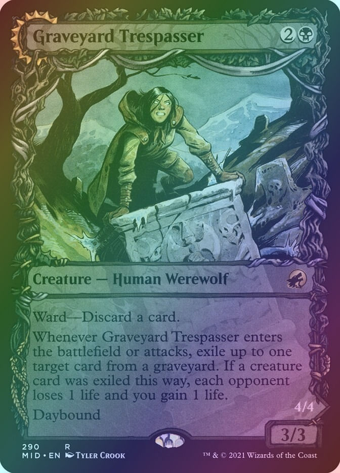 Graveyard Trespasser // Graveyard Glutton (MID) (290) / Showcase / Foil — cara 1 de 2