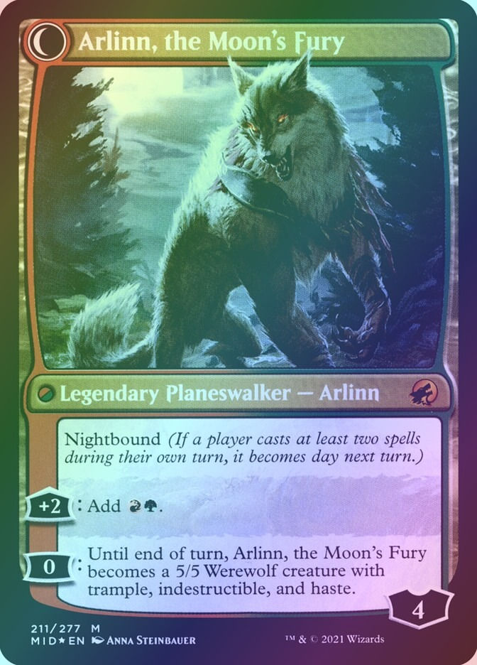 Arlinn, the Pack's Hope // Arlinn, the Moon's Fury (PMID) (211s) / Foil — cara 2 de 2