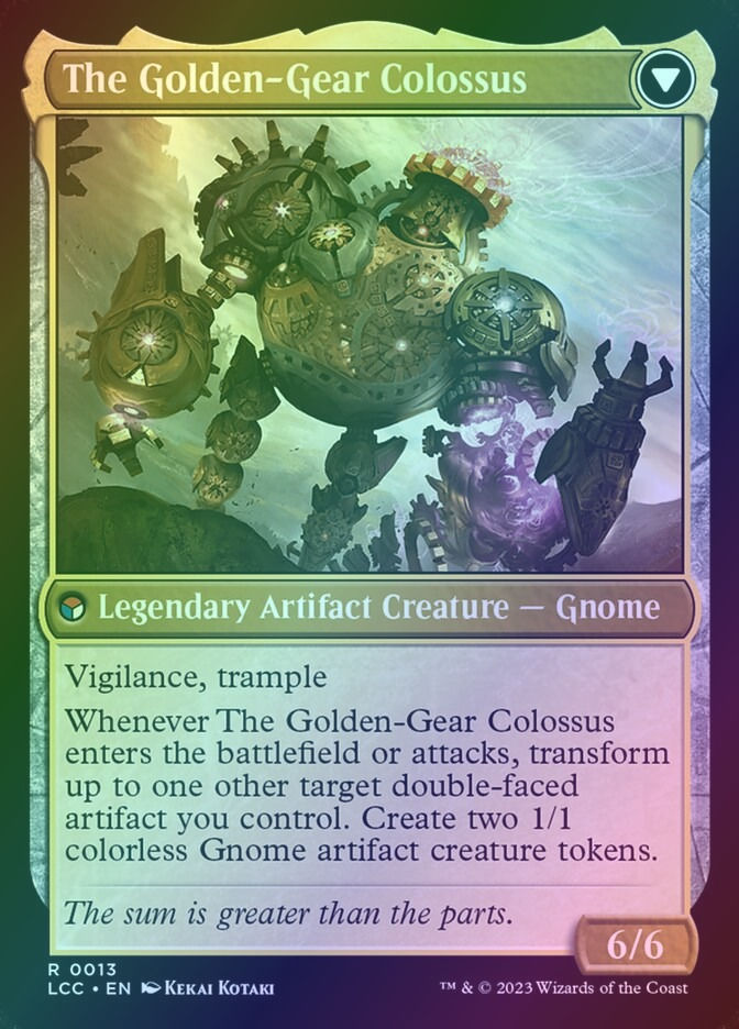 Tetzin, Gnome Champion // The Golden-Gear Colossus (LCC) (13) / Foil — cara 2 de 2