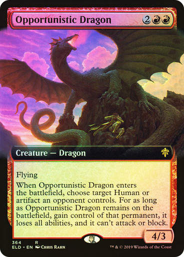 Opportunistic Dragon (ELD) (364) / Extended Art / Foil