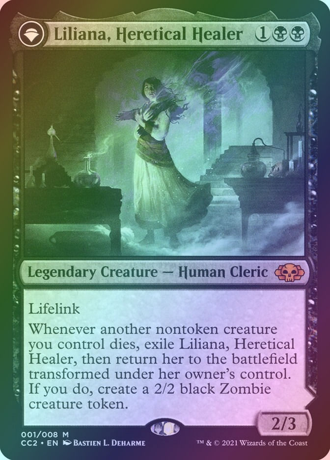 Liliana, Heretical Healer // Liliana, Defiant Necromancer (CC2) (1) / Foil — cara 1 de 2