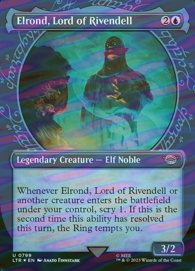 Elrond, Lord of Rivendell (LTR) (799) / Borderless / Showcase / Surge Foil