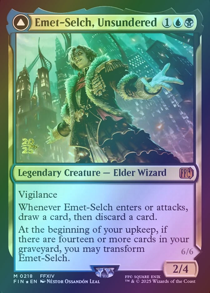 Emet-Selch, Unsundered // Hades, Sorcerer of Eld (PFIN) (218s) / Foil — cara 1 de 2