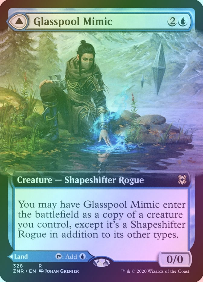 Glasspool Mimic // Glasspool Shore (ZNR) (328) / Extended Art / Foil — cara 1 de 2