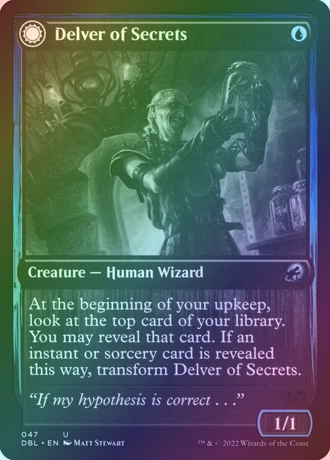 Delver of Secrets // Insectile Aberration (DBL) (47) / Foil — cara 1 de 2