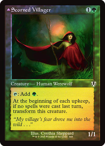 Scorned Villager // Moonscarred Werewolf (INR) (468) / Foil Retro