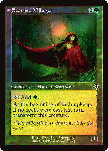 Scorned Villager // Moonscarred Werewolf (INR) (468) / Foil Retro — cara 1 de 2