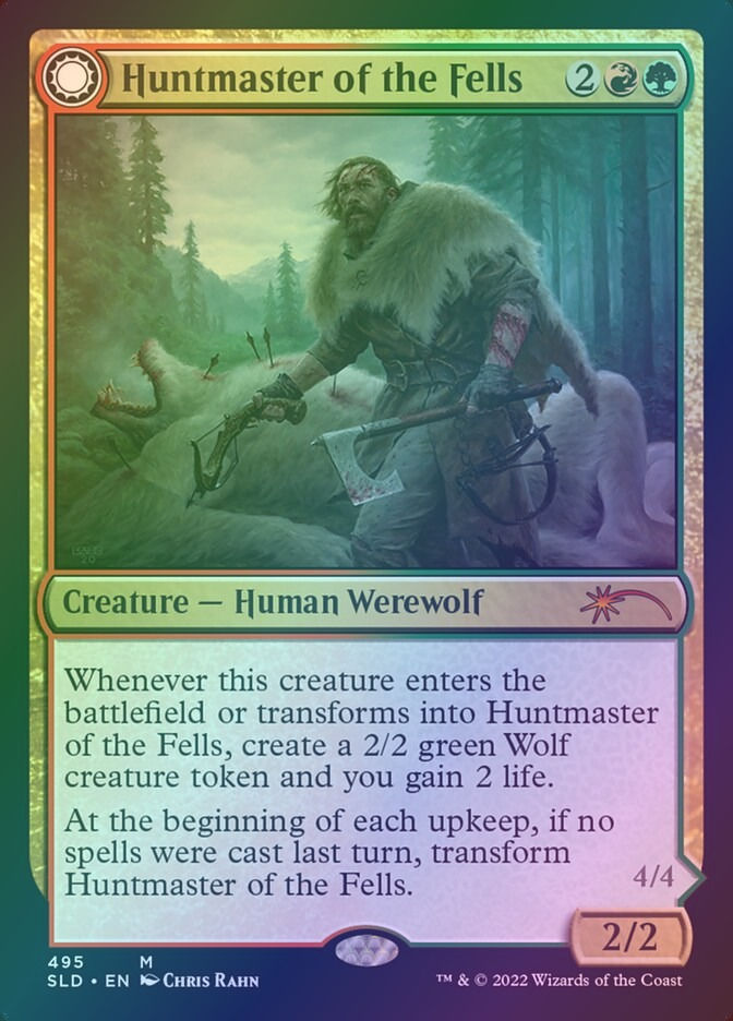 Huntmaster of the Fells // Ravager of the Fells (SLD) (495) / Foil — cara 1 de 2