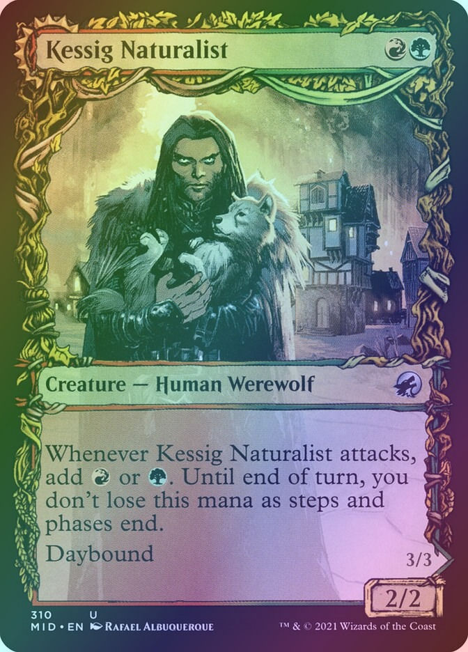 Kessig Naturalist // Lord of the Ulvenwald (MID) (310) / Showcase / Foil — cara 1 de 2