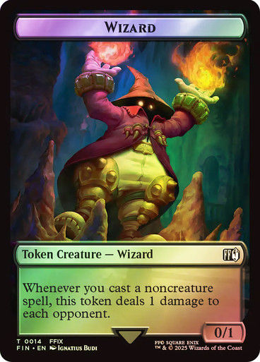 Hero Token T03 // Wizard Token T14 (TFIN) / Foil — cara 2 de 2