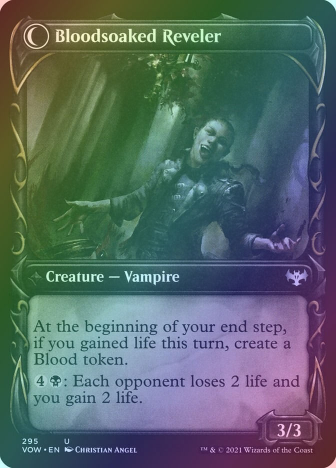 Restless Bloodseeker // Bloodsoaked Reveler (VOW) (295) / Showcase / Foil — cara 2 de 2