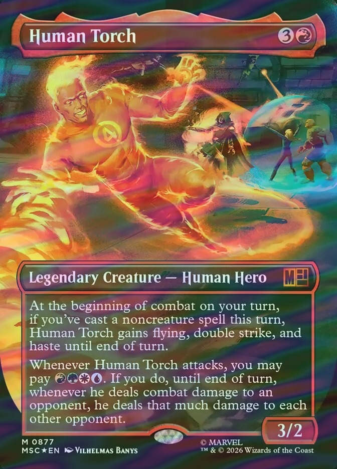 Human Torch (MSC) (877) / Borderless / Surge Foil