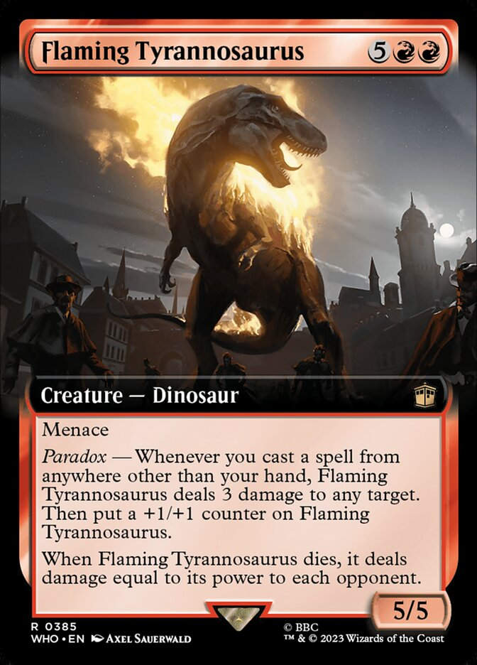 Flaming Tyrannosaurus (WHO) (385) / Extended Art