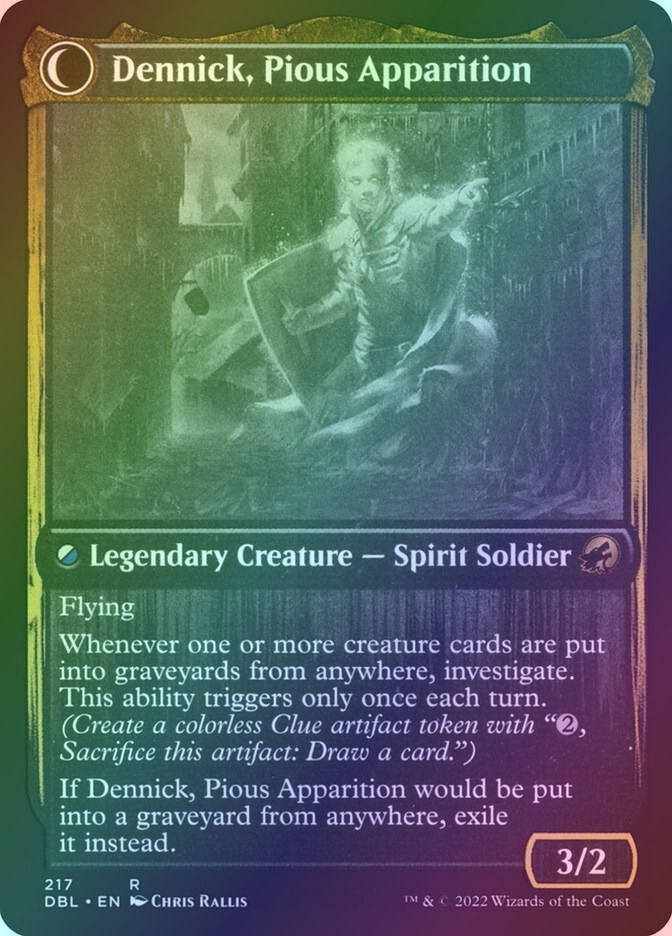 Dennick, Pious Apprentice // Dennick, Pious Apparition (DBL) (217) / Foil — cara 2 de 2