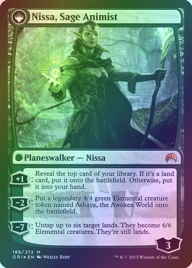 Nissa, Vastwood Seer // Nissa, Sage Animist (PORI) (189s) / Foil — cara 2 de 2