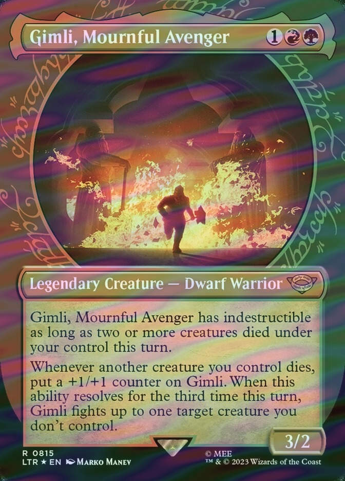 Gimli, Mournful Avenger (LTR) (815) / Borderless / Showcase / Surge Foil