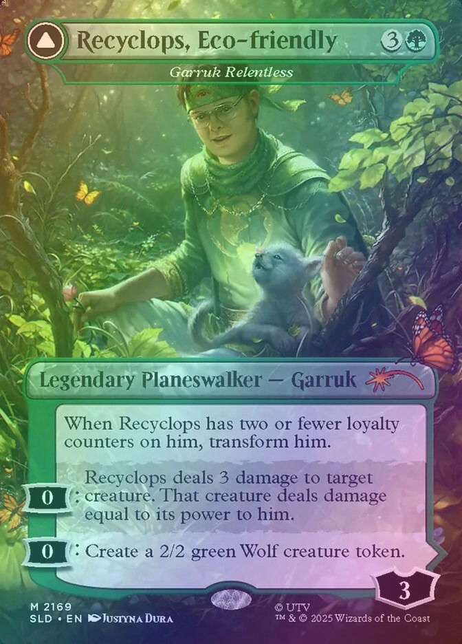 Garruk Relentless // Garruk, the Veil-Cursed (SLD) (2169) / Borderless / Foil — cara 1 de 2