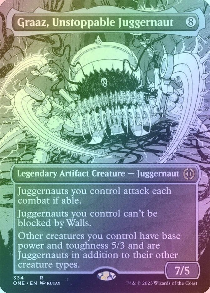Graaz, Unstoppable Juggernaut (ONE) (334) / Borderless / Showcase / Foil