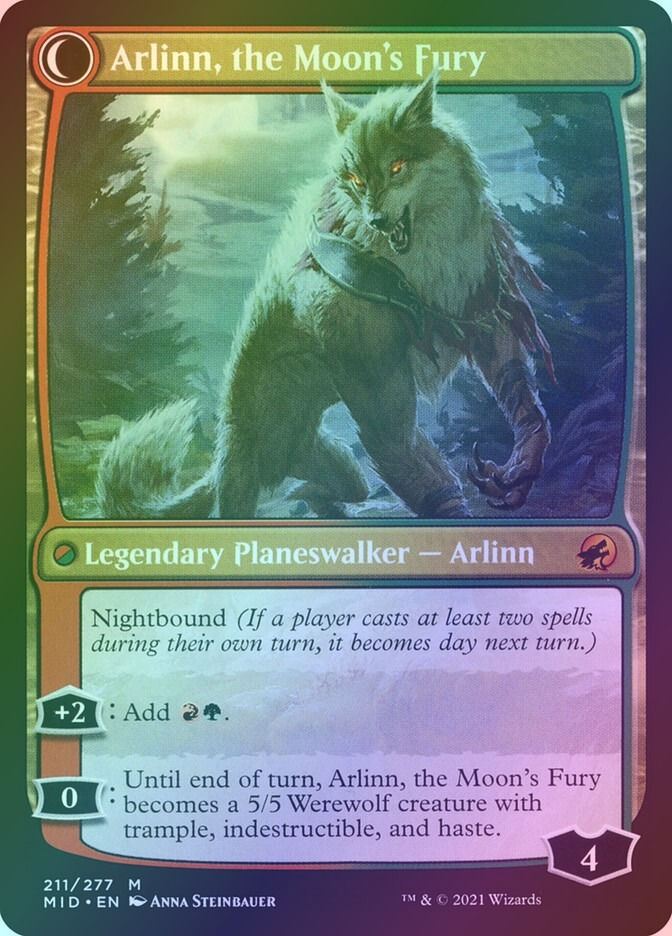 Arlinn, the Pack's Hope // Arlinn, the Moon's Fury (MID) (211) / Foil — cara 2 de 2