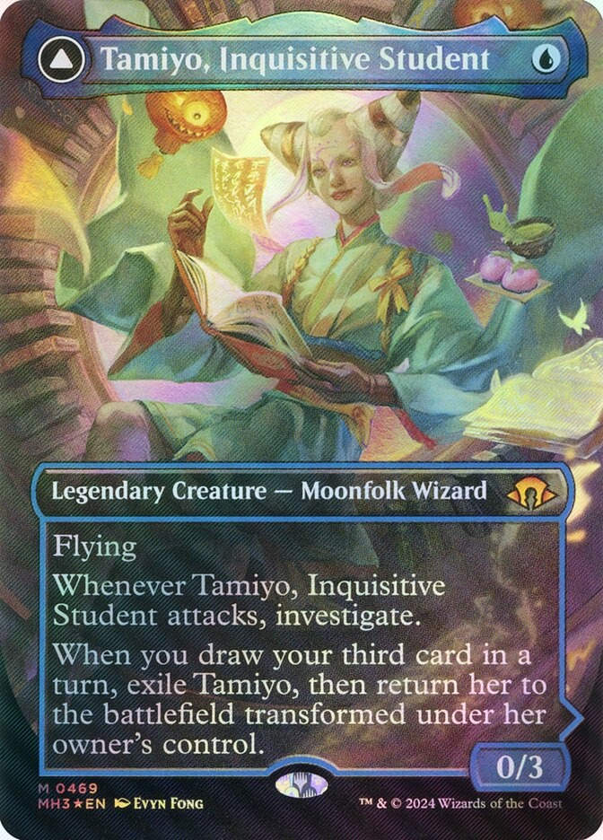 Tamiyo, Inquisitive Student // Tamiyo (MH3) (469) / Borderless / Textured Foil
