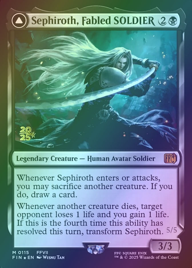 Sephiroth, Fabled SOLDIER // Sephiroth, One-Winged Angel (PFIN) (115s) / Foil — cara 1 de 2
