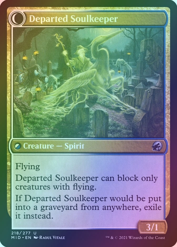 Devoted Grafkeeper // Departed Soulkeeper (MID) (218) / Foil — cara 2 de 2