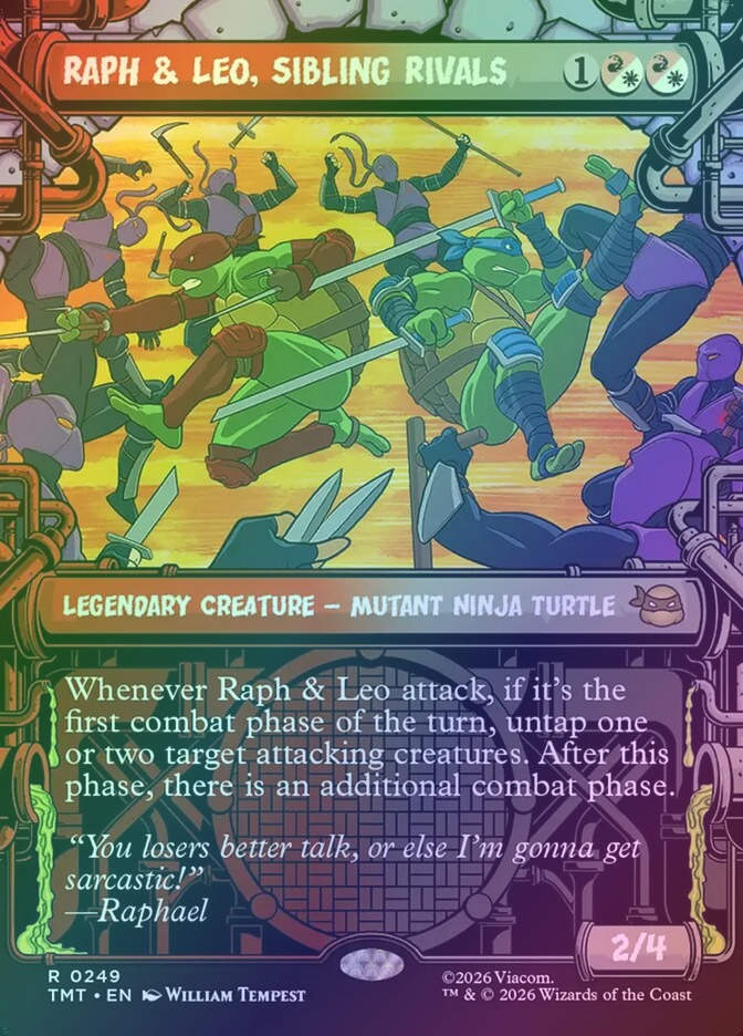 Raph & Leo, Sibling Rivals (TMT) (249) / Borderless / Showcase / Foil