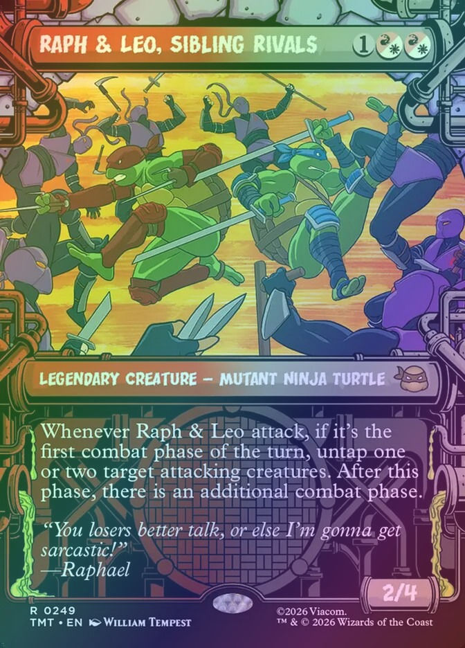 Raph & Leo, Sibling Rivals (TMT) (249) / Borderless / Showcase / Foil