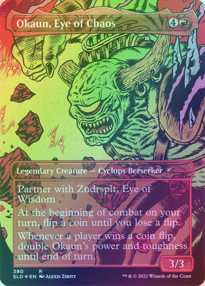 Okaun, Eye of Chaos // Okaun, Eye of Chaos (SLD) (380) / Borderless / Foil — cara 2 de 2