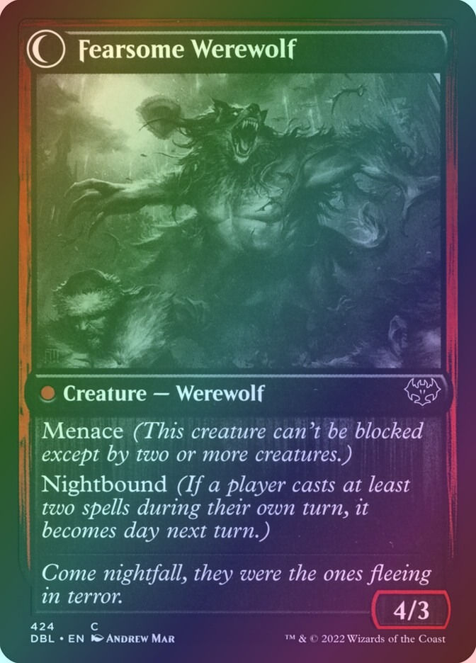 Fearful Villager // Fearsome Werewolf (DBL) (424) / Foil — cara 2 de 2