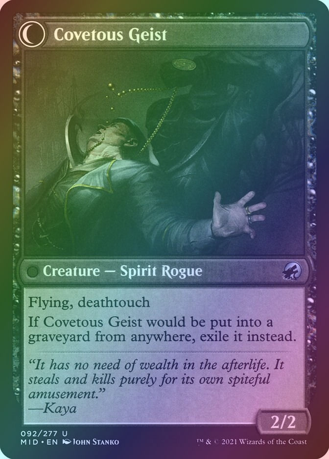 Covert Cutpurse // Covetous Geist (MID) (92) / Foil — cara 2 de 2