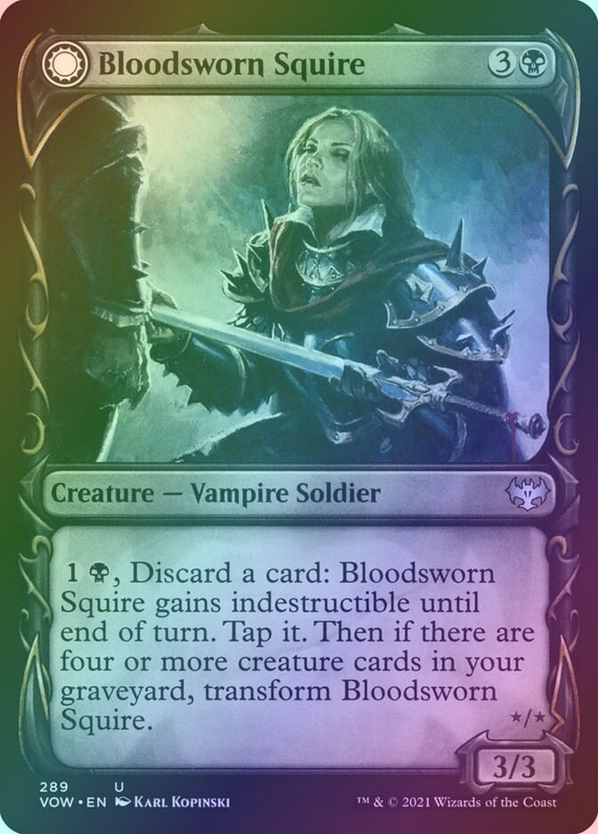 Bloodsworn Squire // Bloodsworn Knight (VOW) (289) / Showcase / Foil — cara 1 de 2